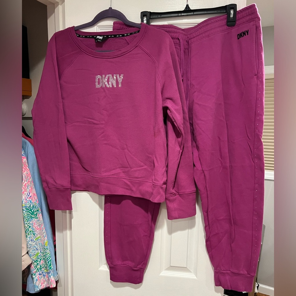 DKNY Purple Track Joggers with Tapered Leg
